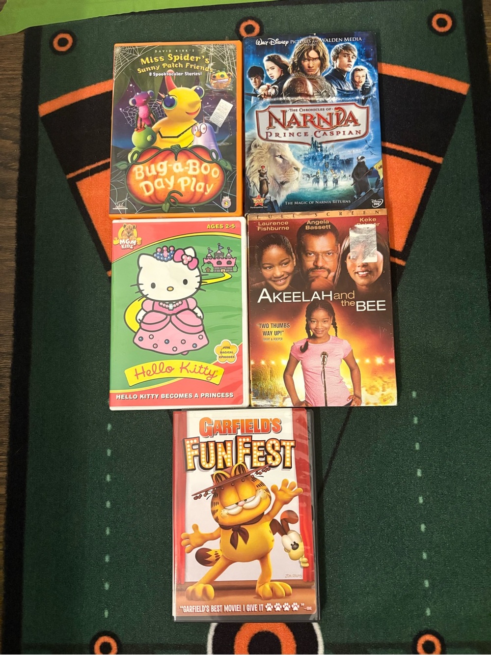 Children’s Movies lot of 5 DVD Hello Kitty Garfield Narnia Miss Spider